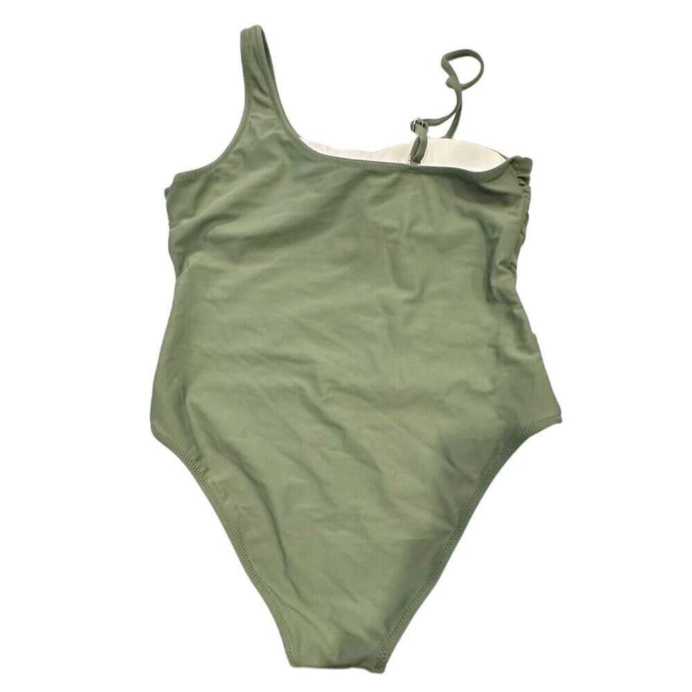 Women's Olive Green One-Shoulder Swimsuit M Mesh Panel‎ Beachwear - Picture 3 of 5